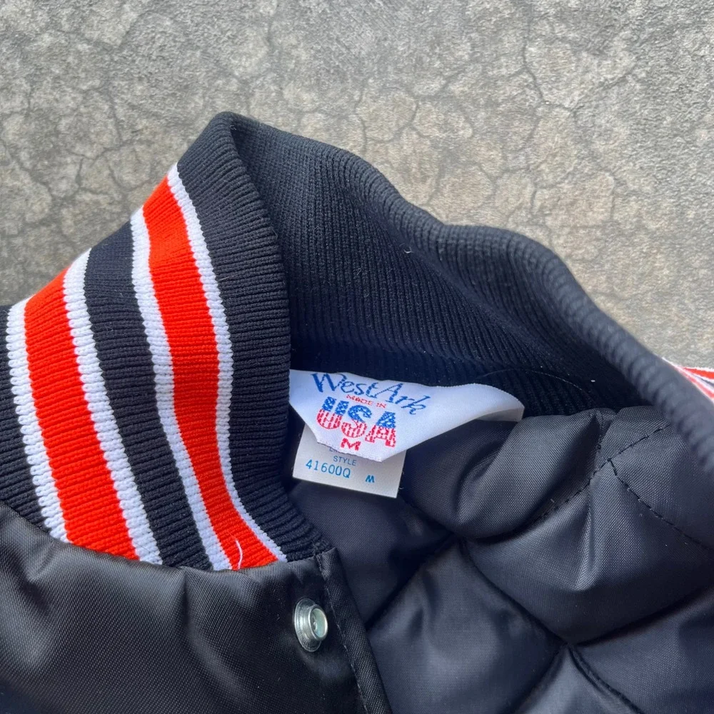Vintage WestArk Idaho Falls Tigers Satin Varsity Jacket Mens Medium Black USA